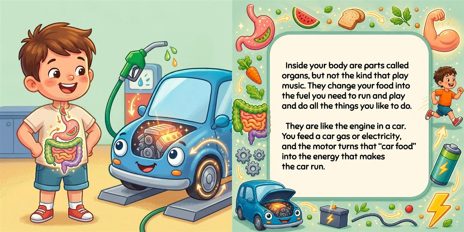 Finished spread from POO POOPIE DOO!: digestion explained as fuel for a car